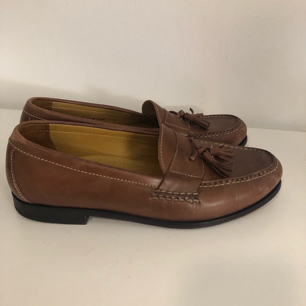 Cole Haan Brown Nike Air Leather Tassel Loafers - Picture 2 of 9